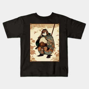 Samurai Penguin Art Nouveau Kids T-Shirt